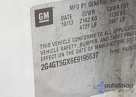 2014 Buick Regal Gs z USA, uszkodzony, nr VIN 2G4GT5GX6E9196637